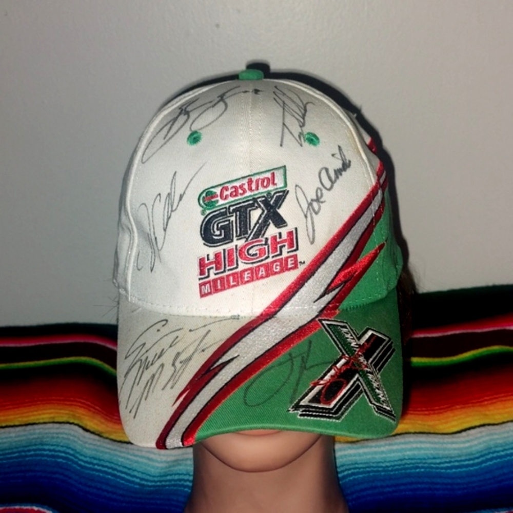 Vintage NHRA Castrol GTX High Mileage Racing Hat White Adjustable  Autographed